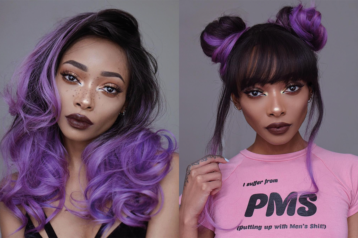 Фиолетовый цвет волос: обзор 6 модных оттенков с фото